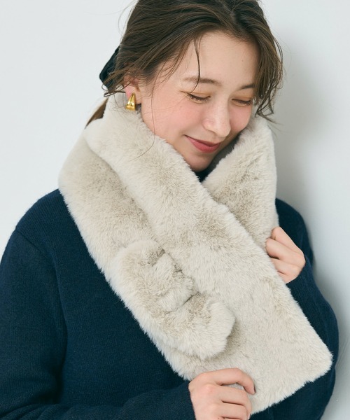 ストール マフラー ＼新色追加／フェイクファーティペット「ワイドタイプ」 レディース | coca | 17