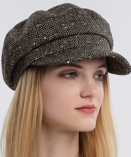 帽子 キャスケット レディース ヘリンボーン柄小粒スパンコールキャスケット Zozotown Yahoo 店 通販 Yahoo ショッピング