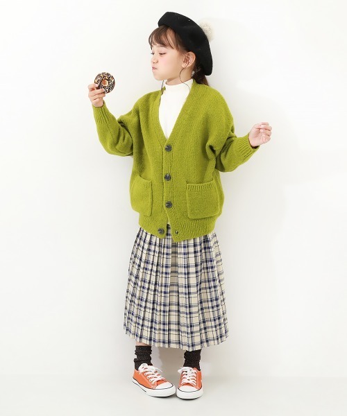 devirock スカート チェック柄 プリーツ ロングスカート キッズ