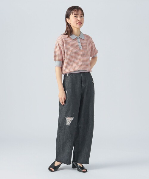 BEAMS HEART ポロシャツ ポロ マルチジャカード ニットポロ