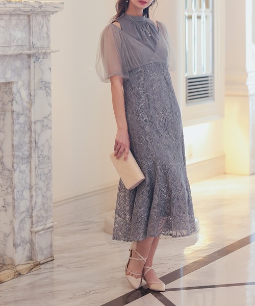 ★新品★ドリードール　レイヤードラメチュールドレス M グレー Dorry Doll（ドリードール） ドレス レイヤードラメチュールドレス