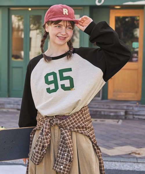 tシャツ Tシャツ オーバーサイズナンバリングラグランロンT レディース 