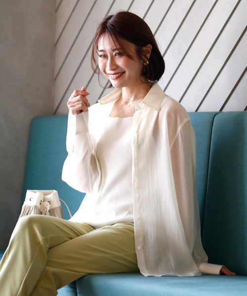 ブラウス シャツ 大人世代こそ必須!!コーデが楽しいシアーシャツ レディース Ehre style ブラウス シャツ 大人世代こそ必須!!コーデが楽しい