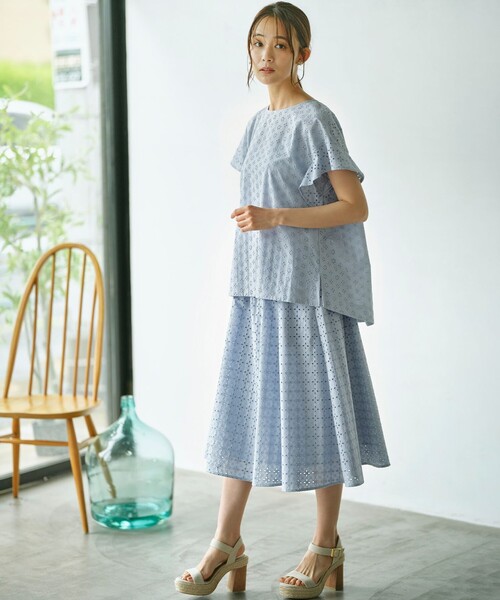 【 FREE size】IENA エンブロイダリー チュニックブラウス Aライン エンブロイダリーチュニックブラウス｜スナイデルの通販｜&mall