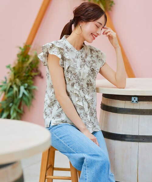 シャツ レディース ブラウス 花柄  メール便可 ts20259 花柄シフォンブラウス/洗える(ブラウス・シャツ) | MK MICHEL