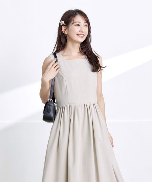 Tiaclasse ワンピース 麻調スクエアネックワンピース : ZOZOTOWN Yahoo