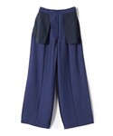 パンツ 「手洗い可能」麻混 タック ワイド パ...の詳細画像3