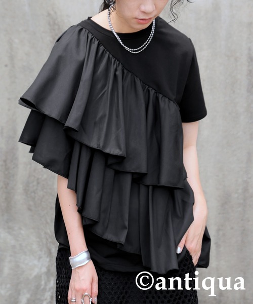 antiqua（アンティカ） tシャツ フリルTシャツ レディース : ZOZOTOWN