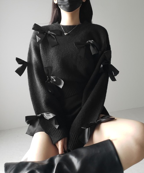 me+em select（ミームセレクト） ニット セーター 「 2color 」リボン