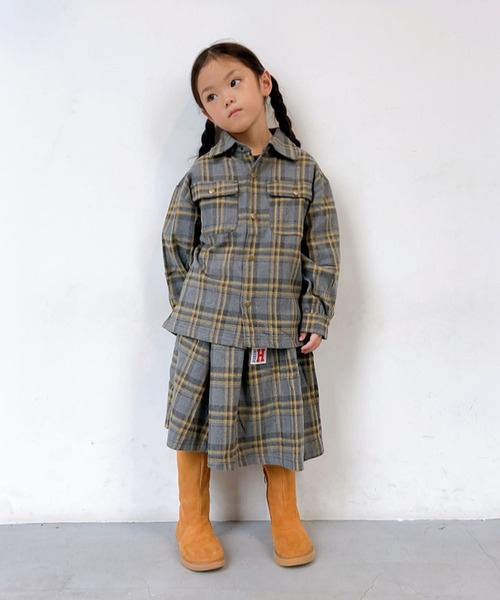 Soleil♡　スカート120センチ2点 ベルトつきデニムスカート+1分丈スパッツ(120cm ラベンダー): キッズ