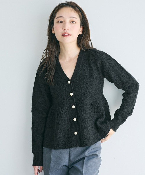 coca（コカ） カーディガン ラメニットパールボタンペプラム