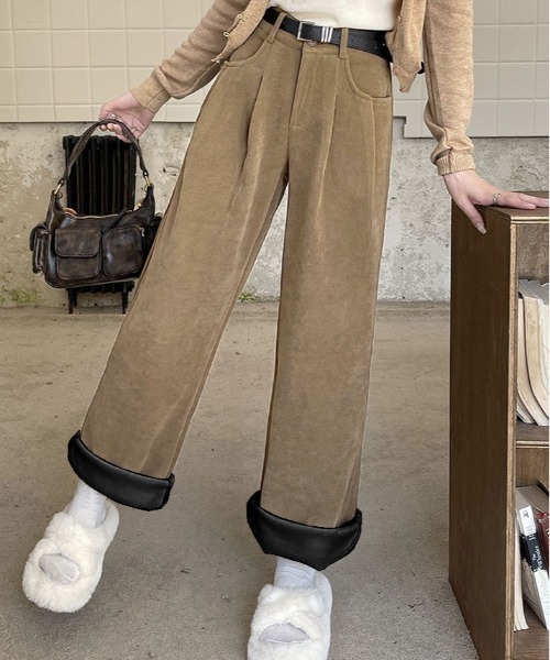 スラックス パンツ 「サイズ展開あり」 あったかいのに美脚見せ。裏