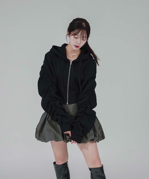 Calon mie（カロン ミー） パーカー SHORT CORSET HOODIE / ショート