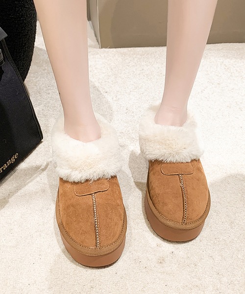 スリッポン ボリューム ファー付き 厚底 スリッポン シューズ レディース | Lace Ladies | 04