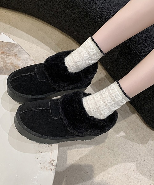 スリッポン ボリューム ファー付き 厚底 スリッポン シューズ レディース | Lace Ladies | 16