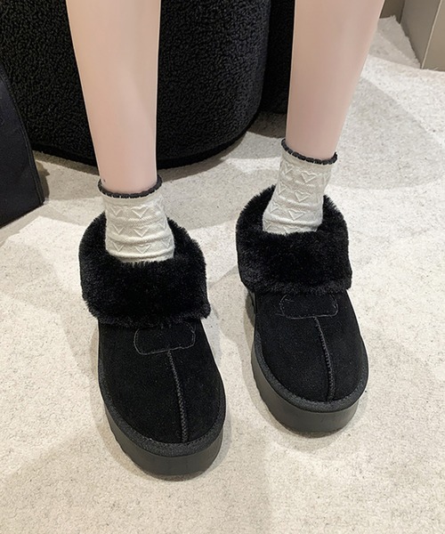 スリッポン ボリューム ファー付き 厚底 スリッポン シューズ レディース | Lace Ladies | 17