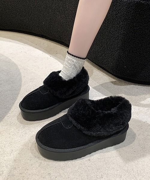 スリッポン ボリューム ファー付き 厚底 スリッポン シューズ レディース | Lace Ladies | 18