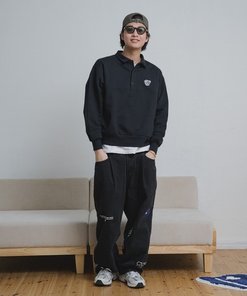 kaoyorinakami トレーナー スウェット BOY patch sweat polo