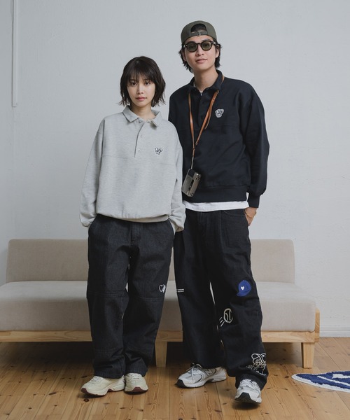 kaoyorinakami トレーナー スウェット BOY patch sweat polo
