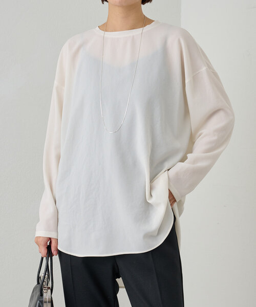 Omekashi　ストレッチシフォンTブラウス　ブラウス　ブラウス Omekashi ブラウス シャツ ストレッチシフォンTブラウス