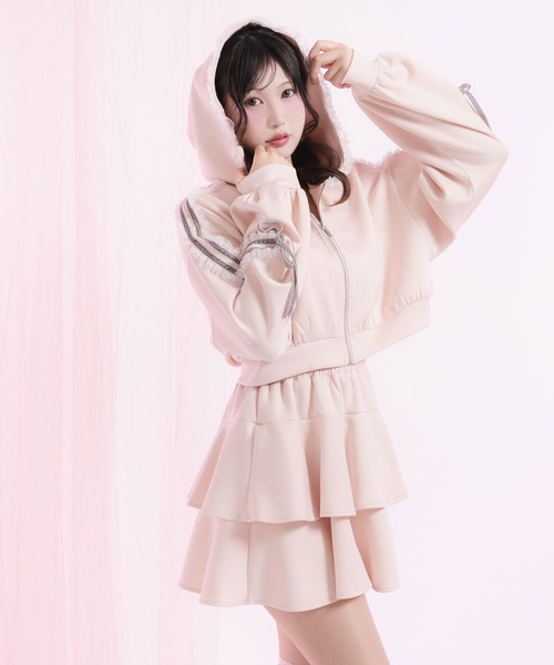 DearMyLoveRose セットアップ サイドラインフリルジャージsetup
