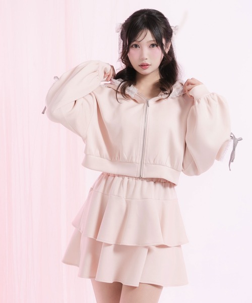 ■韓国■ フリル セットアップ ワイド丈 ルーズフィット 2P 2色 DearMyLoveRose セットアップ サイドラインフリルジャージsetup
