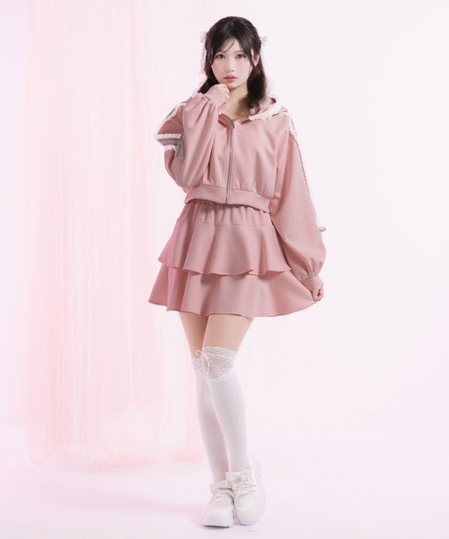 DearMyLoveRose セットアップ サイドラインフリルジャージsetup