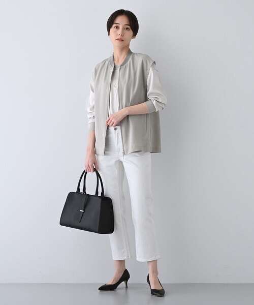 INDIVI ベスト ジレ 「洗える」スポーティーミックスジレブラウス
