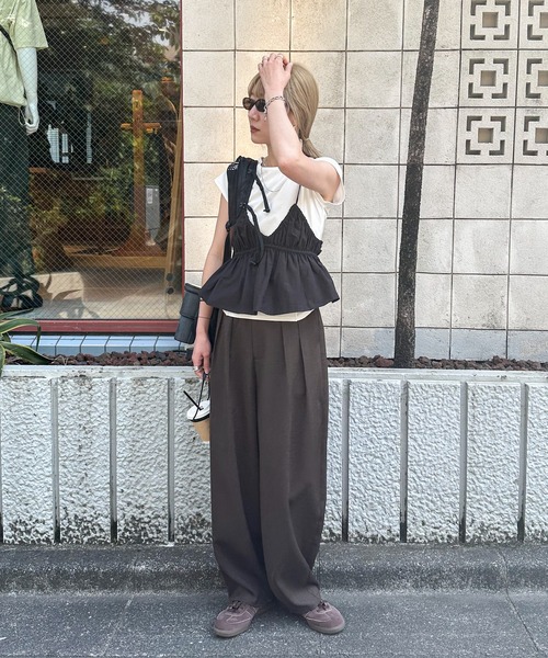 feepur ブラウス シャツ ギャザーブラトップビスチェ レディース