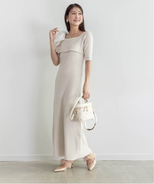 専用▼▽RANDA▼▽ボリュームニット SALE】【Flower Collection】ワンショルダーリボンニットワンピース