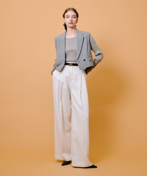allureville ニット セーター シアーカフスラウンドネックプル