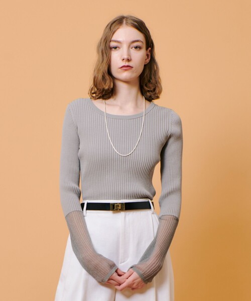 アルアバイル　シアーカフス　ニット allureville（アルアバイル） ニット セーター シアーカフスラウンド