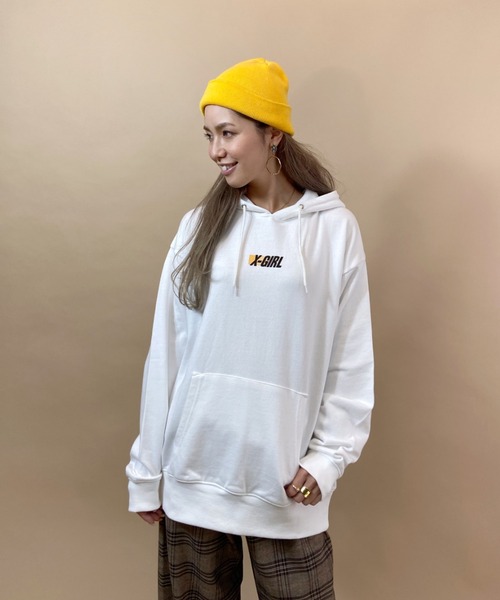 【美品】X-girl パーカー　XLARGE × X-GIRL グレー　M X-girl 「X-girl」 プルオーバーパーカー M グレー レディース