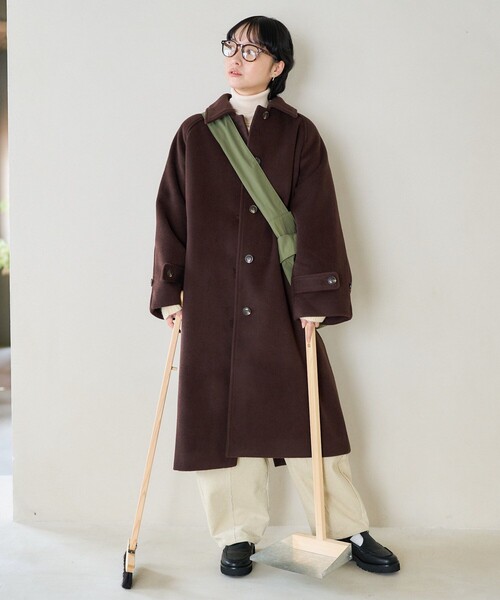 freaks store ダークブラウン ロングコート FREAK'S STORE（フリークスストア） ステンカラーコート フリ