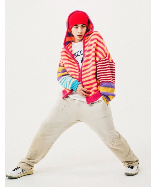 「Little sunny bite」 ニットパーカー MEDIUM オレンジ レディース_画像9