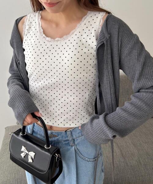 WEGO（ウィゴー） タンクトップ ノースリーブ WEGO/ドット柄レース