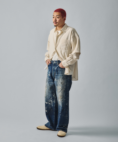 HOMESTEAD ペイント加工デニム　Sサイズ J.S.Homestead / エイジングデニム ワイド5ポケ ペイント