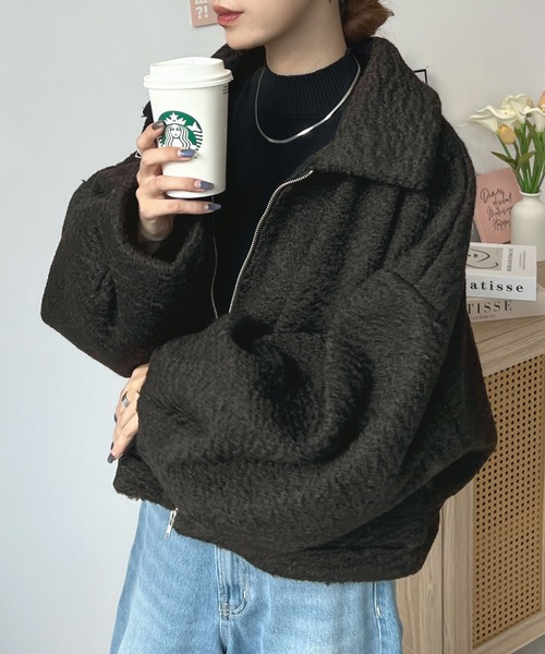 「Futier land」 ジップアップブルゾン MEDIUM ブラック レディース_画像2