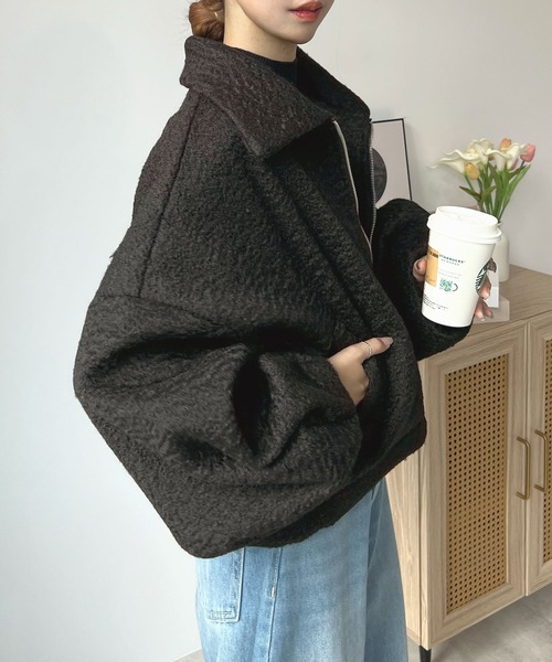 「Futier land」 ジップアップブルゾン MEDIUM ブラック レディース_画像4