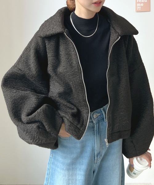 「Futier land」 ジップアップブルゾン MEDIUM ブラック レディース_画像5