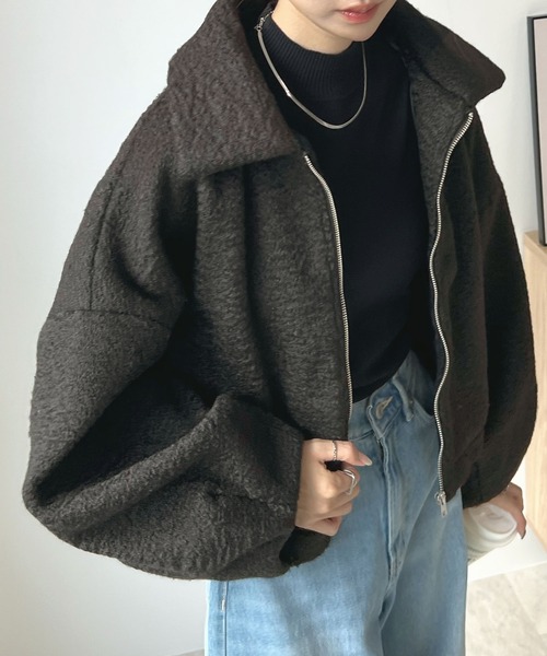 「Futier land」 ジップアップブルゾン MEDIUM ブラック レディース_画像7