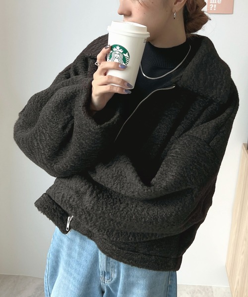 「Futier land」 ジップアップブルゾン MEDIUM ブラック レディース_画像8