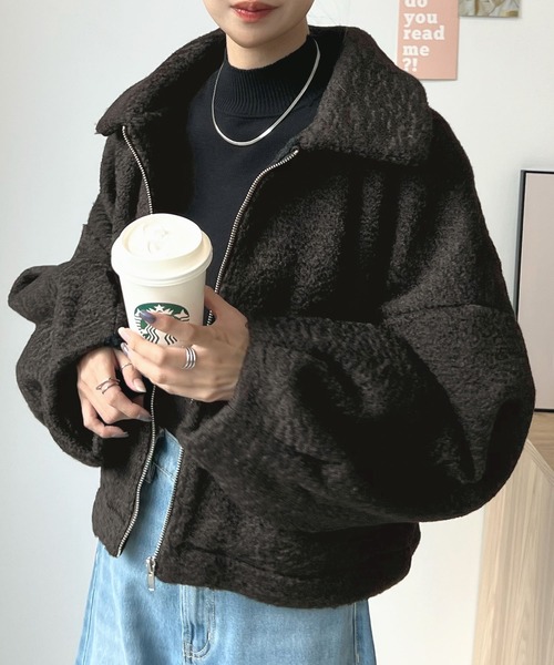 「Futier land」 ジップアップブルゾン MEDIUM ブラック レディース_画像9