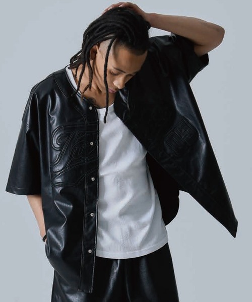 FUBU シャツ 「FUBU/フブ」FAUX LEATHER BASEBALL SHIRT