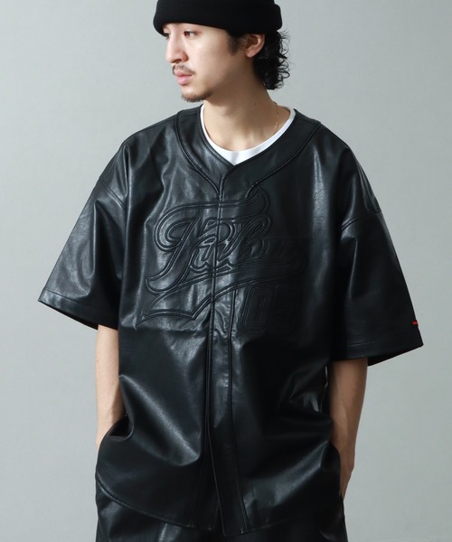 FUBU シャツ 「FUBU/フブ」FAUX LEATHER BASEBALL SHIRT
