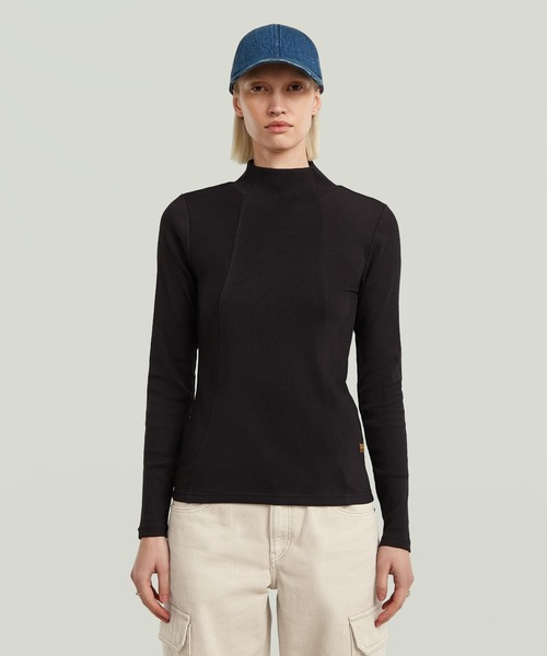 G-STAR RAW tシャツ A-Line Slim Rib Mock T-Shirt/フロントシーム