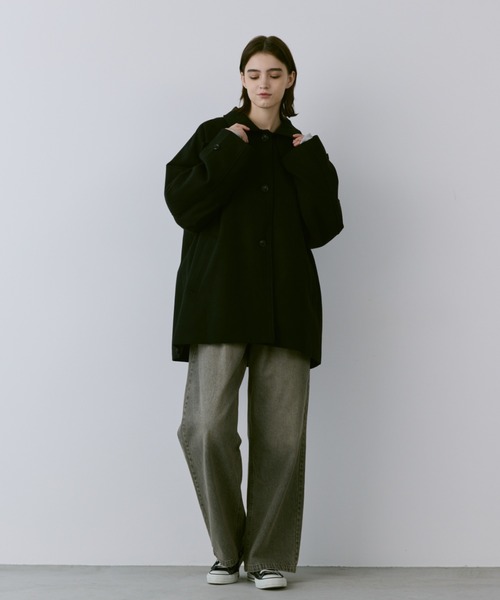 「flaner」 ステンカラーコート LARGE ブラック レディース_画像5