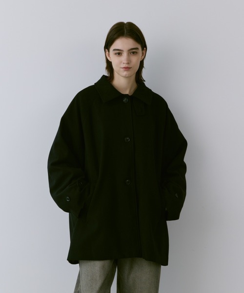 「flaner」 ステンカラーコート LARGE ブラック レディース_画像6