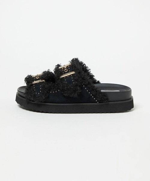 UNITED ARROWS サンダル フェイクファー 2ライン スタッズ