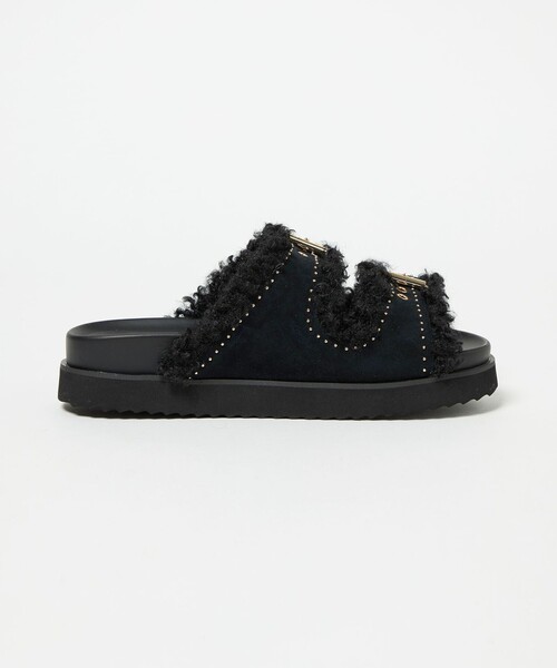 UNITED ARROWS サンダル フェイクファー 2ライン スタッズ
